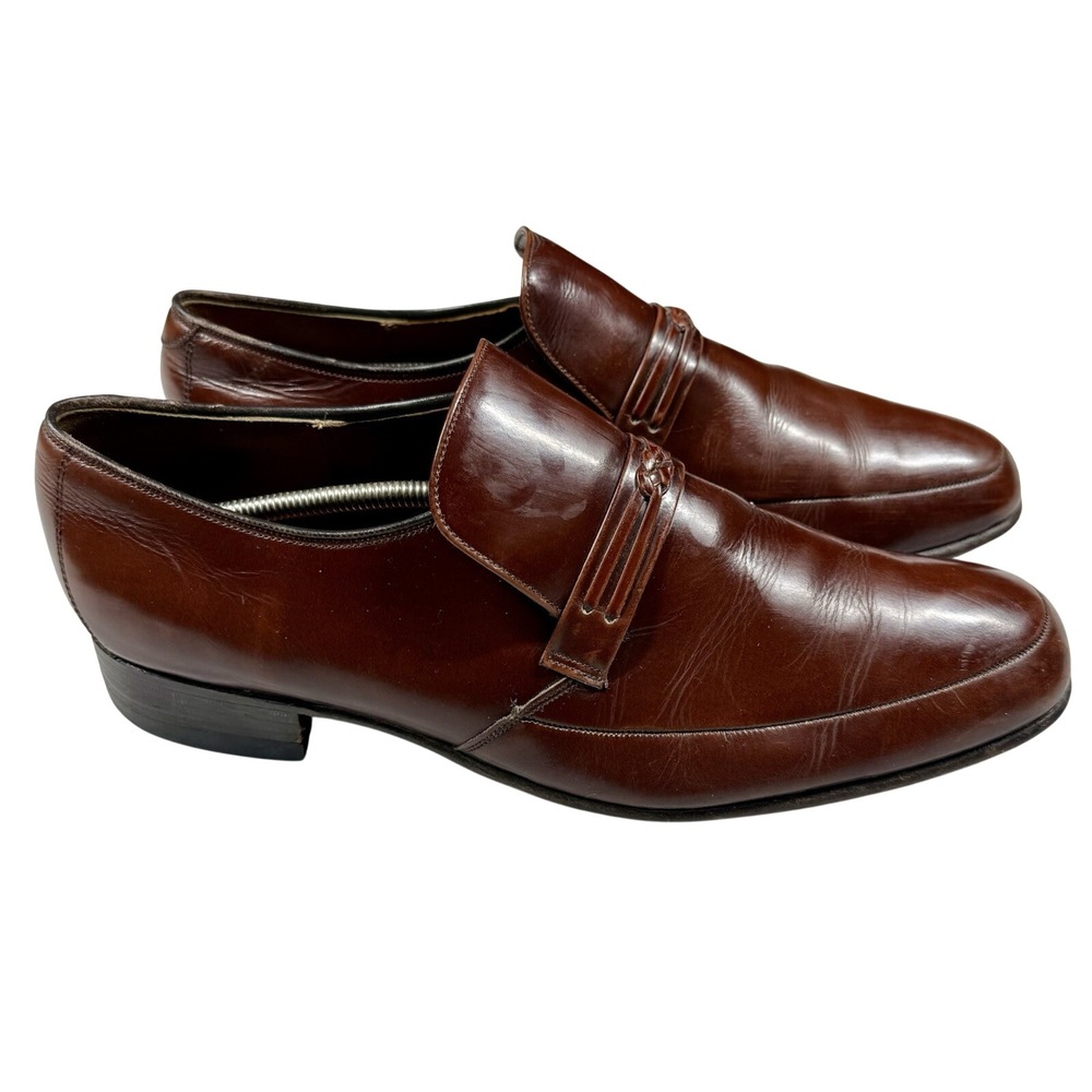 Barker England Penny Loafers Sz‎ 9/8UK Burgundy Leather Vintage Dress Shoes